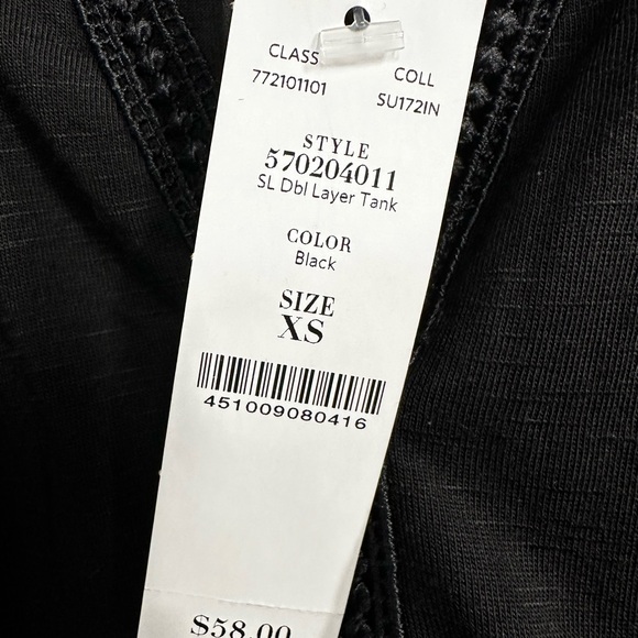 White House Black Market Black Relaxed Tie Front Lace Tank - Picture 5 of 9